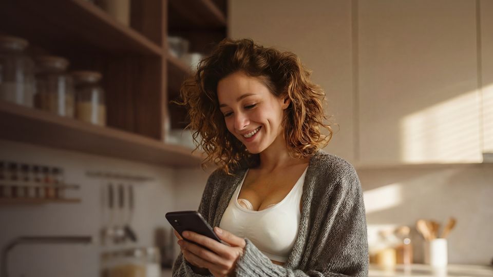 Woman using breast pump