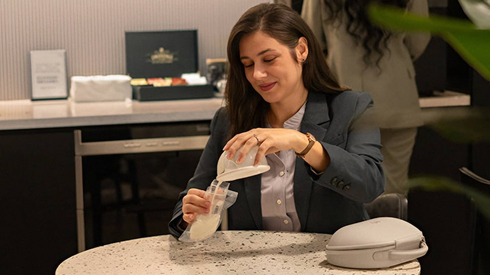 Mum using eufy breast pump