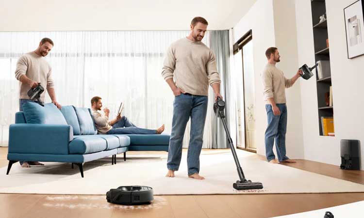 Smart Home Vacuum Robot Cleaning Living Room