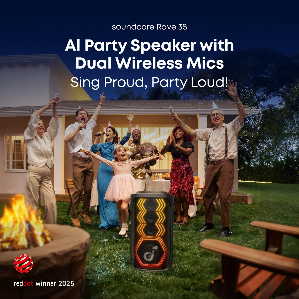 Eufy Robot Vacuum Omni C20 + Soundcore Rave 3S | AI Karaoke Party Speaker with 200W Sound + Eufy Outdoor String Lights E10
