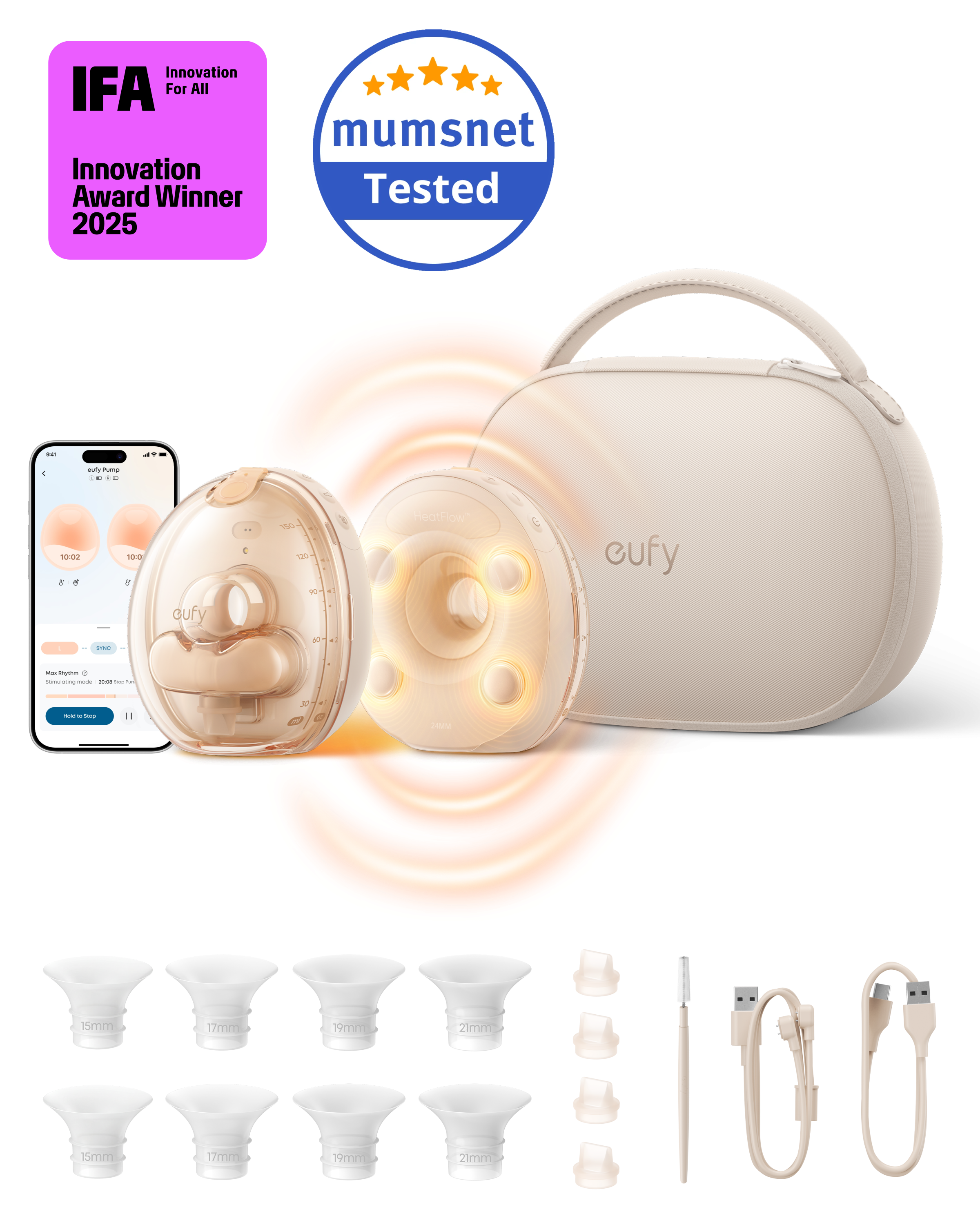 eufy S2 Pro Massaging Heated Electric Breast Pump with Charging Case