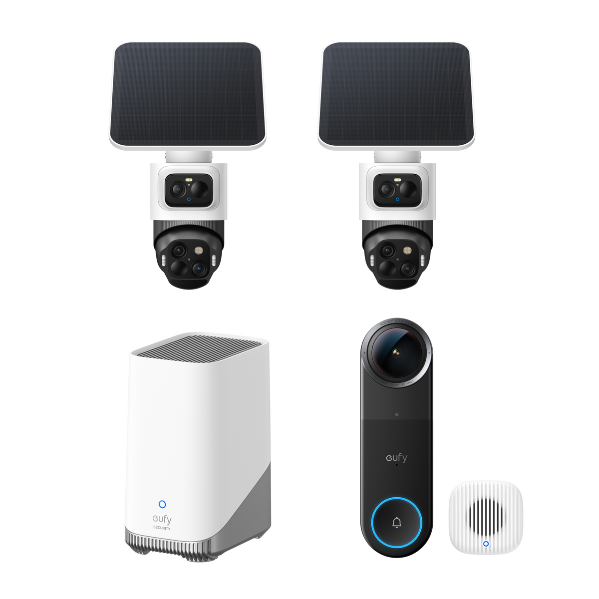 eufyCam S4 (2 pack) + eufy Wired Video Doorbell S4 + Homebase S380 + Chime2
