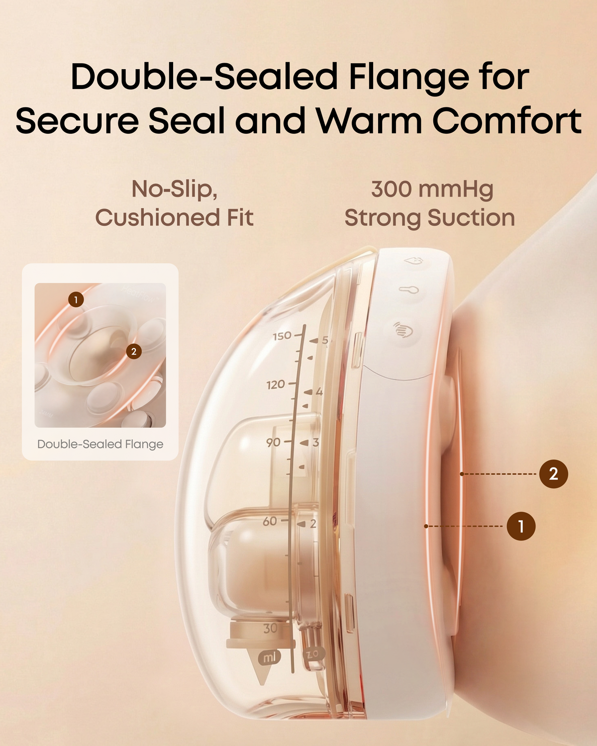 eufy Heated Massage Wearable Breast Pump S2 Pro, HeatFlow, Double-Sealed Flange, Nipple Light, DIY Rhythm, Full Milk & Leak Alert, Wireless Charging Case, 7-Day Battery, App Control, 300mmHg Suction