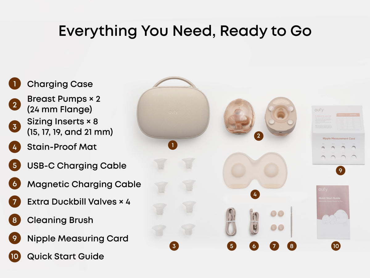 eufy Heated Massage Wearable Breast Pump S2 Pro, HeatFlow, Double-Sealed Flange, Nipple Light, DIY Rhythm, Full Milk & Leak Alert, Wireless Charging Case, 7-Day Battery, App Control, 300mmHg Suction