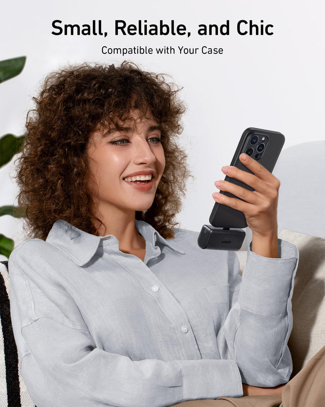 Anker Nano Power Bank, 5,000mAh with Built-In Foldable USB-C Connector (Shell White)