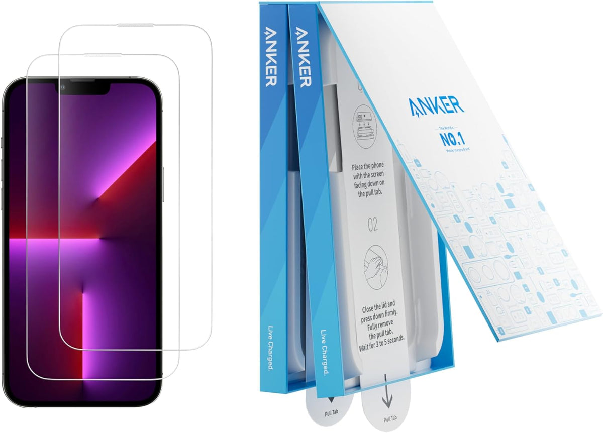 Anker Easy Fit Screen Protector Kit (HD, 2-Pack, For iPhone 13 Pro Max/14 Plus)