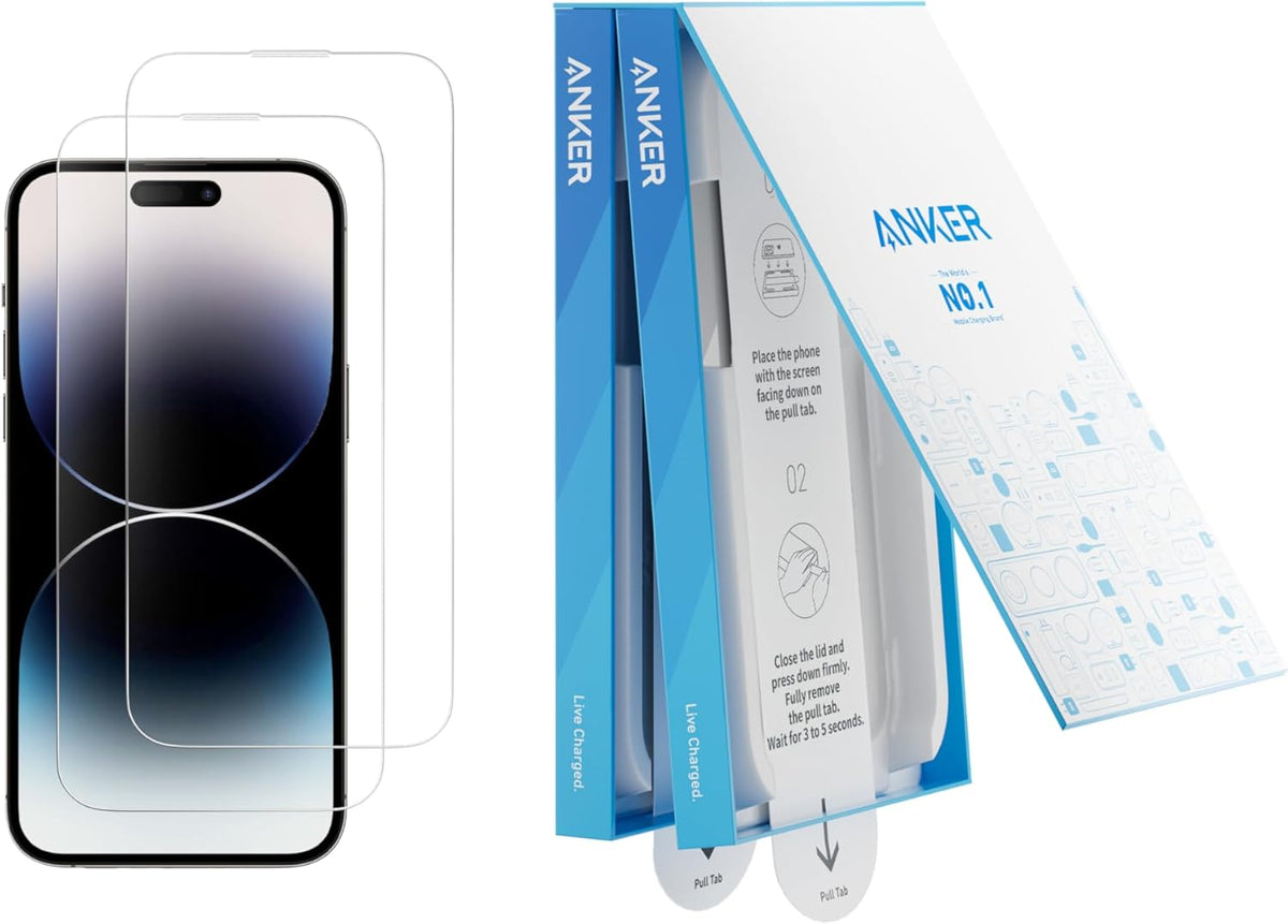 Anker Easy Fit Screen Protector Kit (HD, 2-Pack, For iPhone 14 Pro Max)