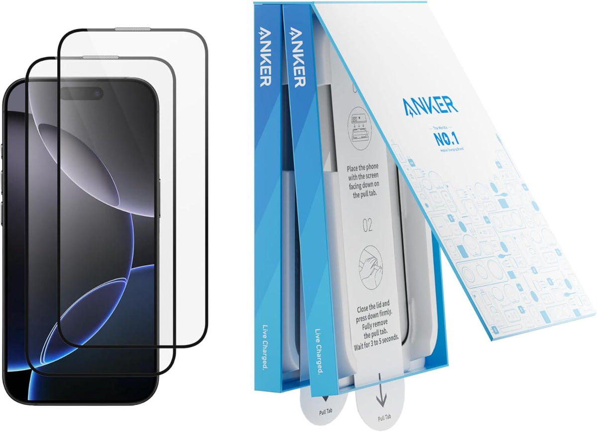 Anker Easy Fit Screen Protector Kit (HD, 2-Pack, For iPhone 16 Pro)