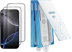 Anker Easy Fit Screen Protector Kit (ShieldX Glass, HD, 2-Pack) For iPhone 15 Pro Max