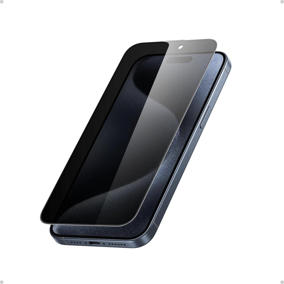 Anker Easy Fit Screen Protector Kit (ShieldX Glass, Privacy, 2-Pack) For iPhone 15 Pro Max