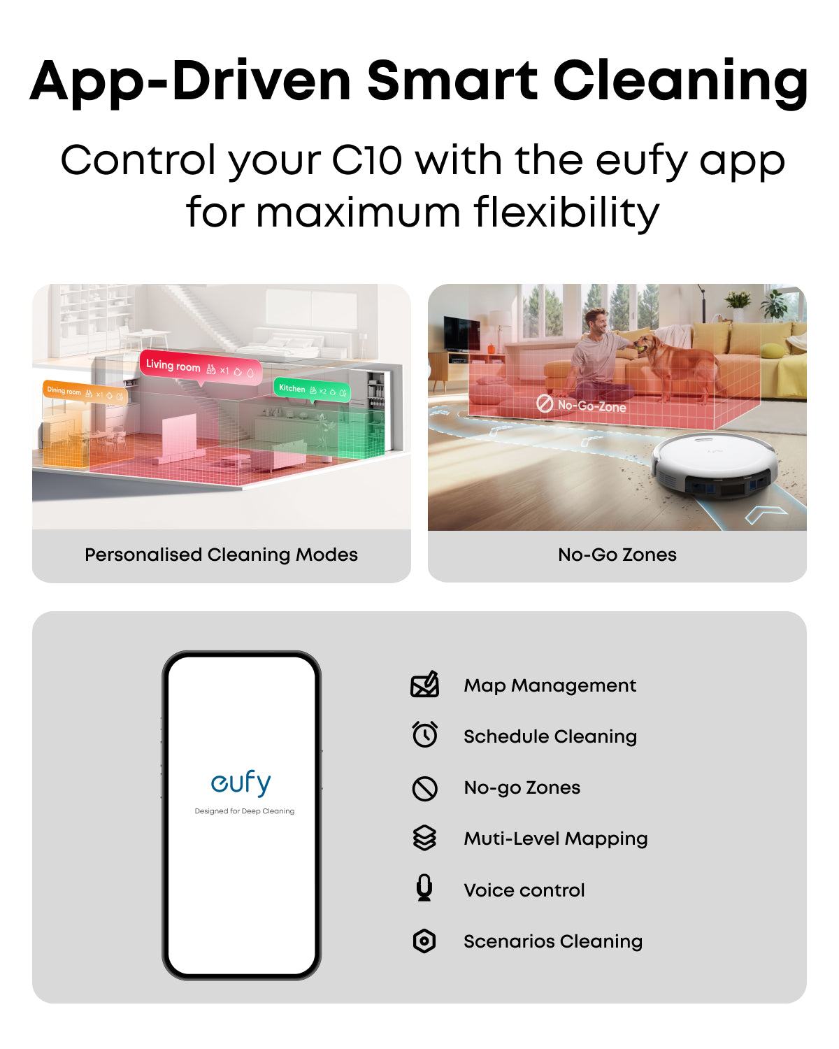 eufy Robot Vacuum C10 White with Self Empty Station