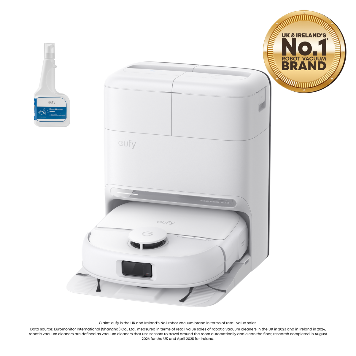 eufy Omni C28 Robot Vacuum (White) and Mop with eufy Floor Cleaning Solution