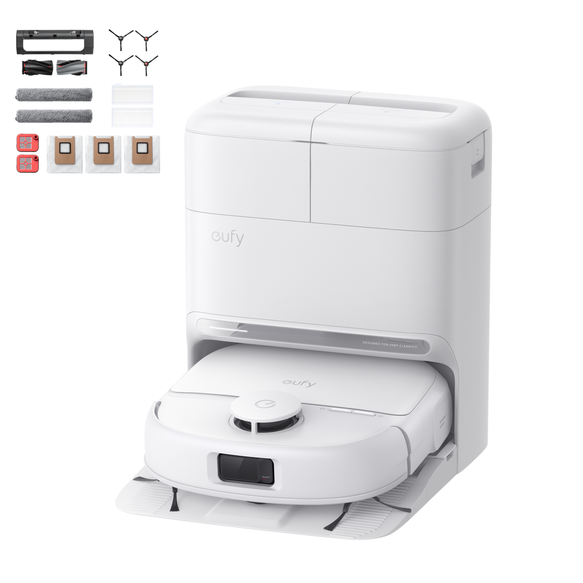 eufy Omni C28 Robot Vacuum （White）and Mop with Half-Year Accessory Kit and Floor Cleaning Solution