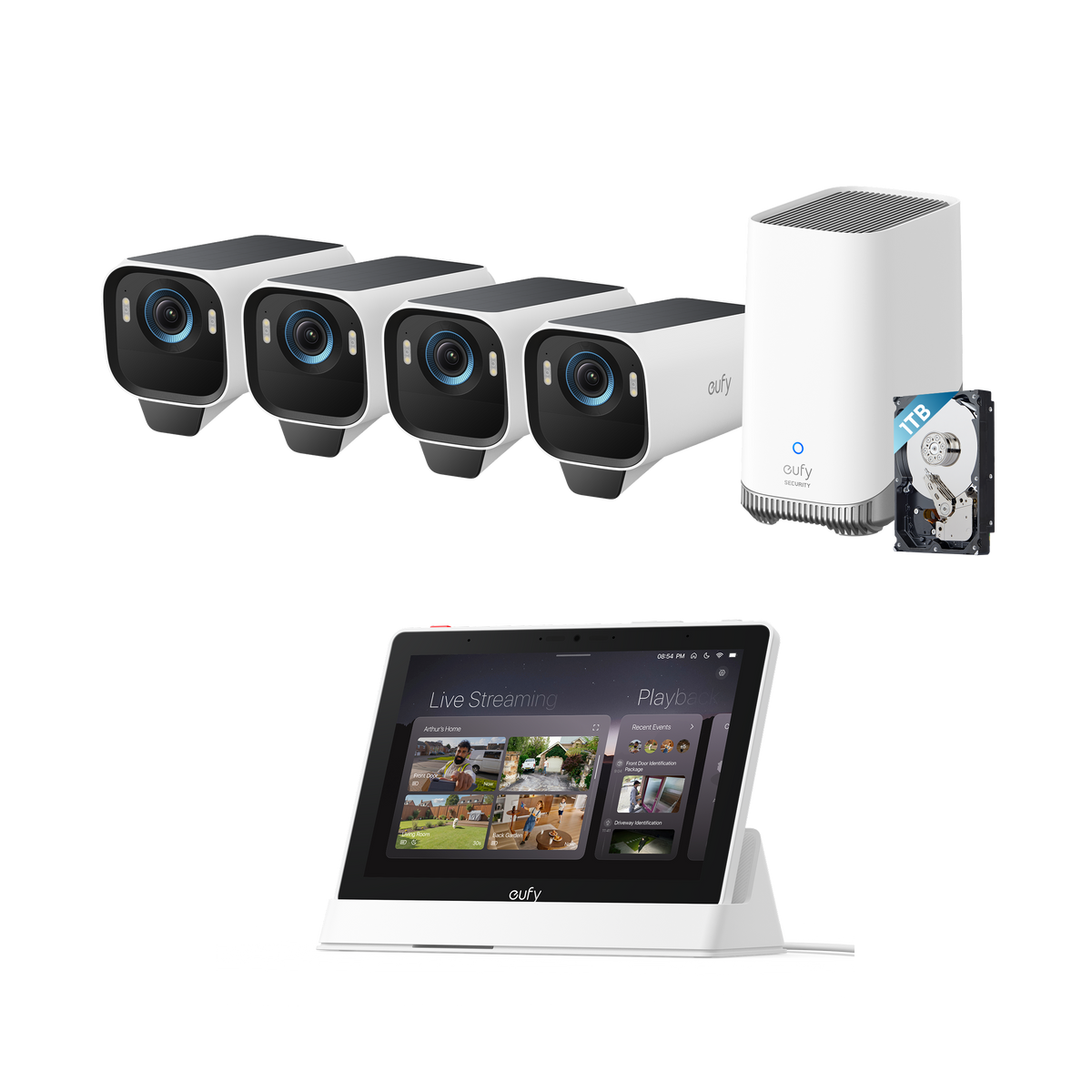 eufyCam S3 Pro (4-Cam Kit with HomeBase S380) + Smart Display E10