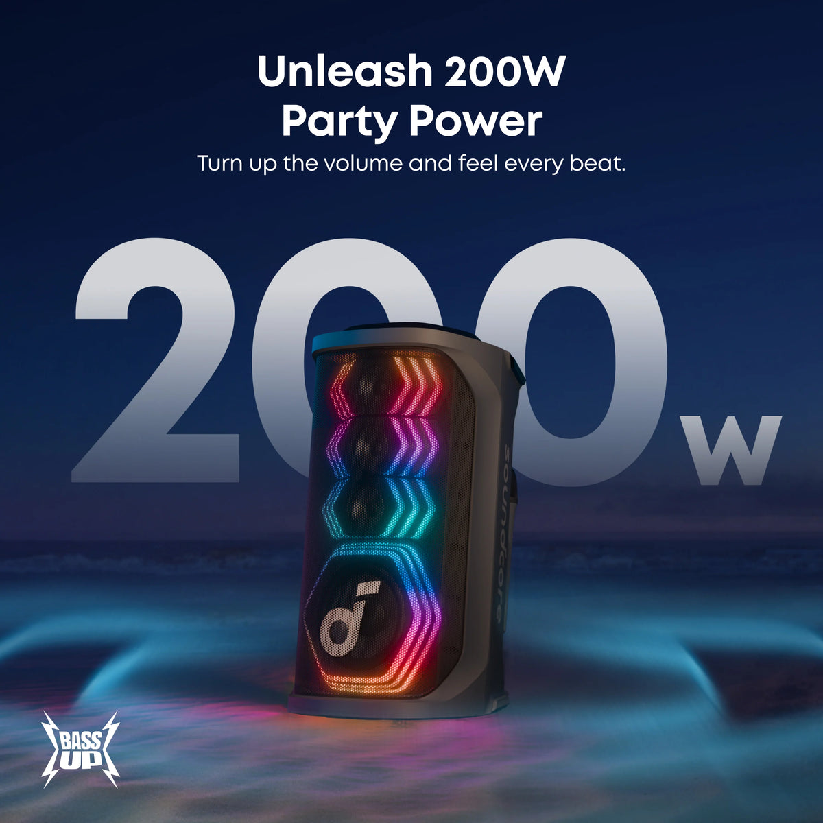Eufy Robot Vacuum Omni C20 + Soundcore Rave 3S | AI Karaoke Party Speaker with 200W Sound + Eufy Outdoor String Lights E10