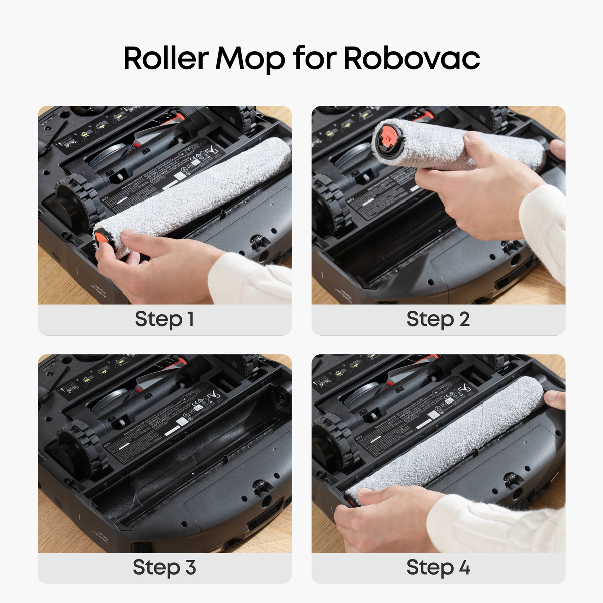 eufy Accessory Roller Mop for C28, Robot Vacuum Plastic and Fiber Brush for Efficient Dust and Debris Cleaning on Multiple Surfaces, Easy to Install and Maintain