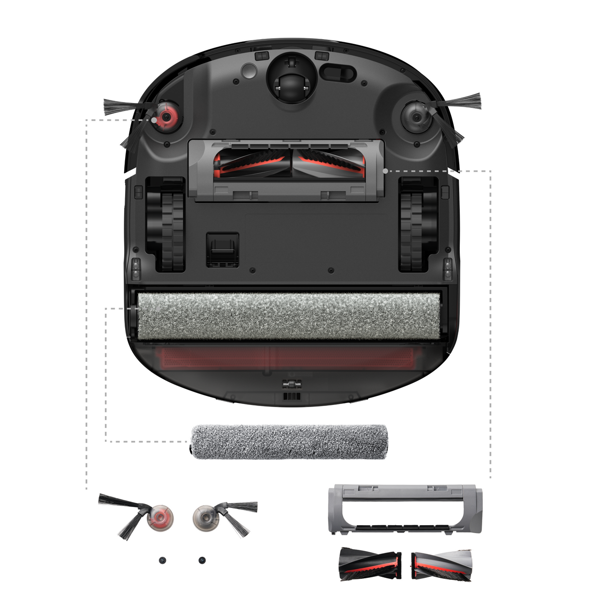 eufy S2 Replacement Accessory Kit, 2 Pairs of Side Brushes, 2 Filter Sets, 1 Roller Brush, 1 Brush Guard, 1 Dust Bag, 1 Roller Mop, 1 Water Tank Filter