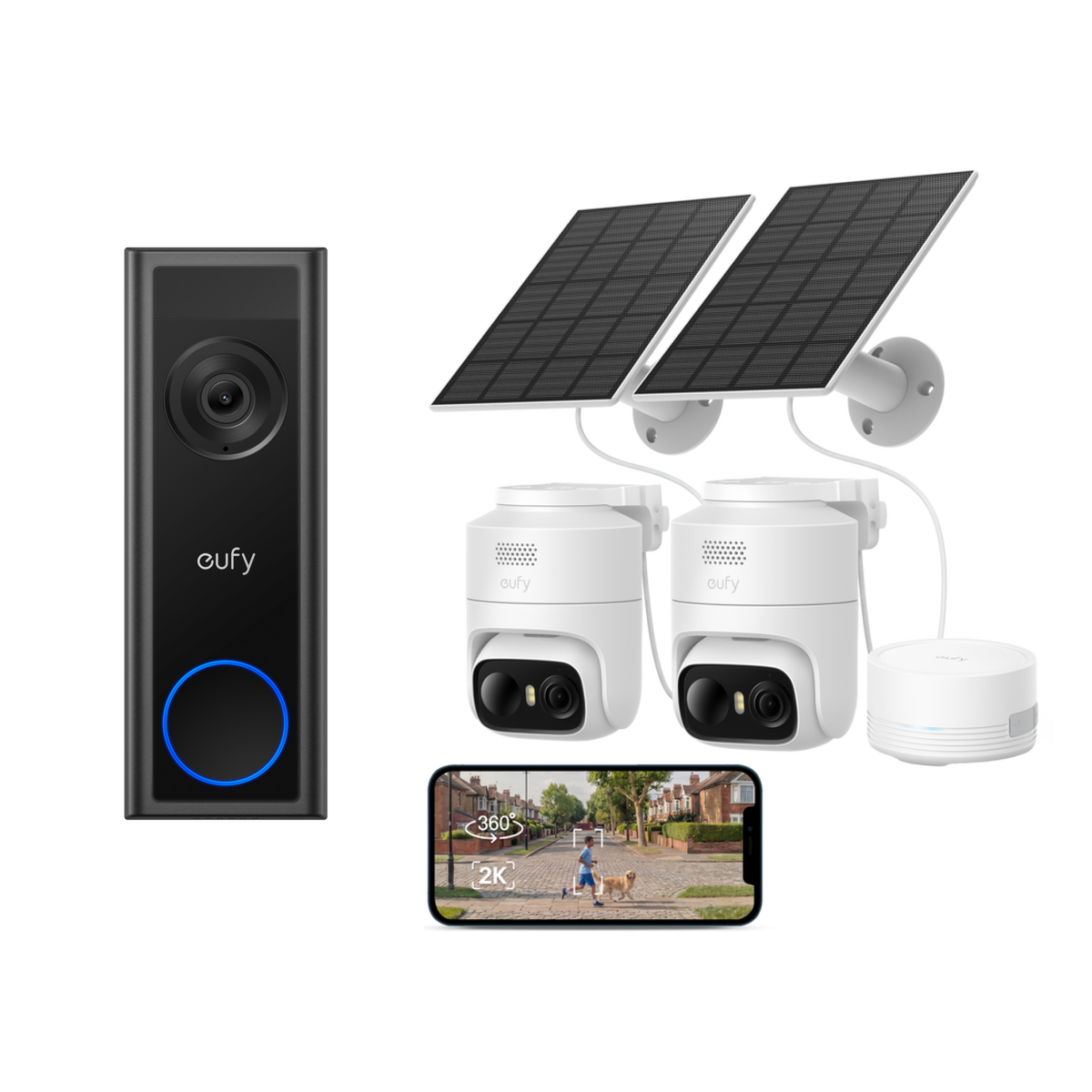 eufy Video Doorbell C31 + Cam C37 (2 Pack) with HomeBase Mini