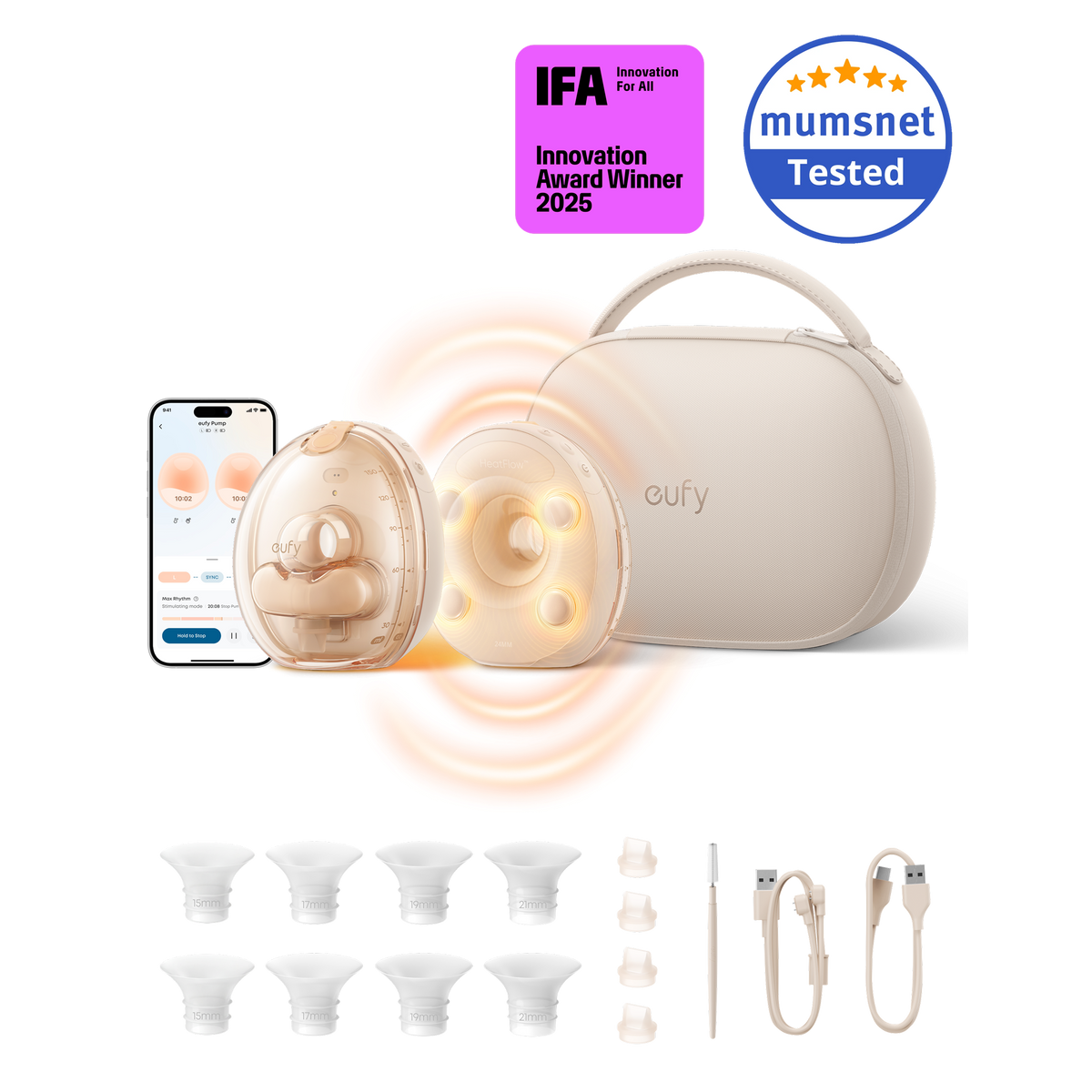 eufy S2 Pro Massaging Heated Electric Breast Pump with Charging Case