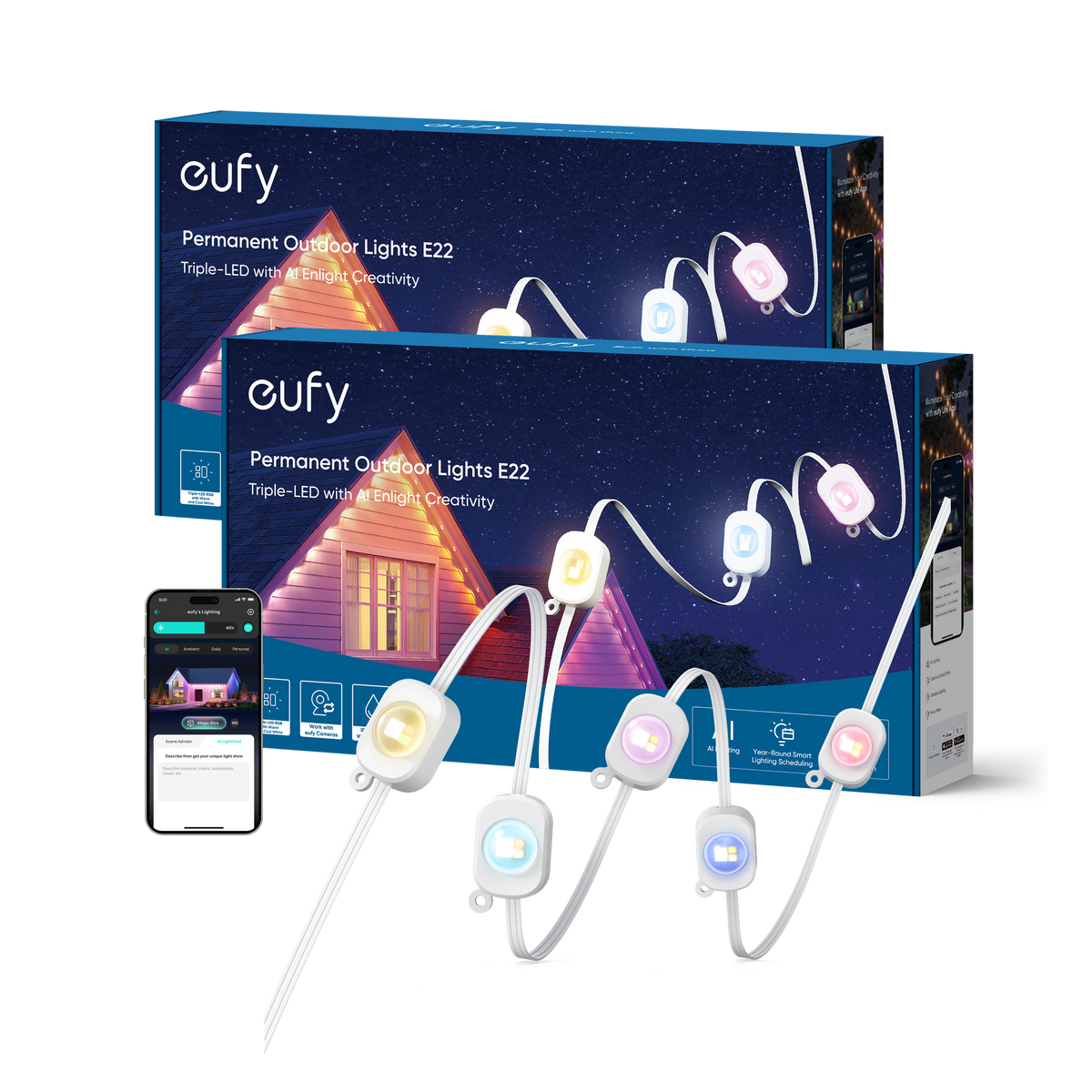 eufy Permanent Outdoor Lights E22 100ft (2-pack)