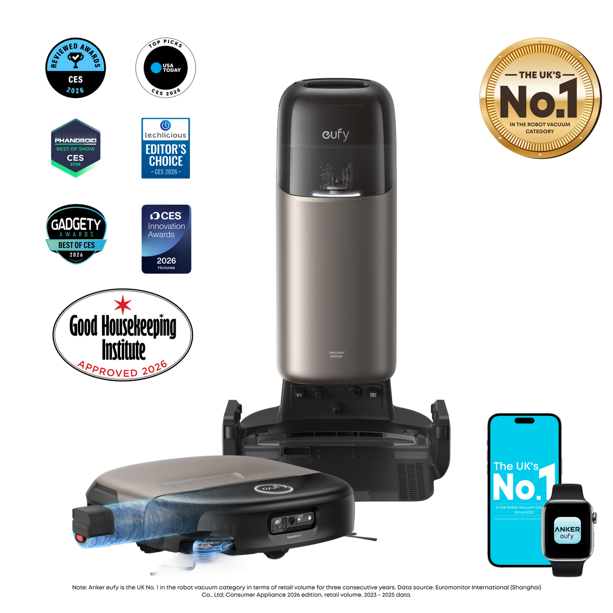 eufy Omni S2 Robot Vacuum and Mop with Replacement Kit