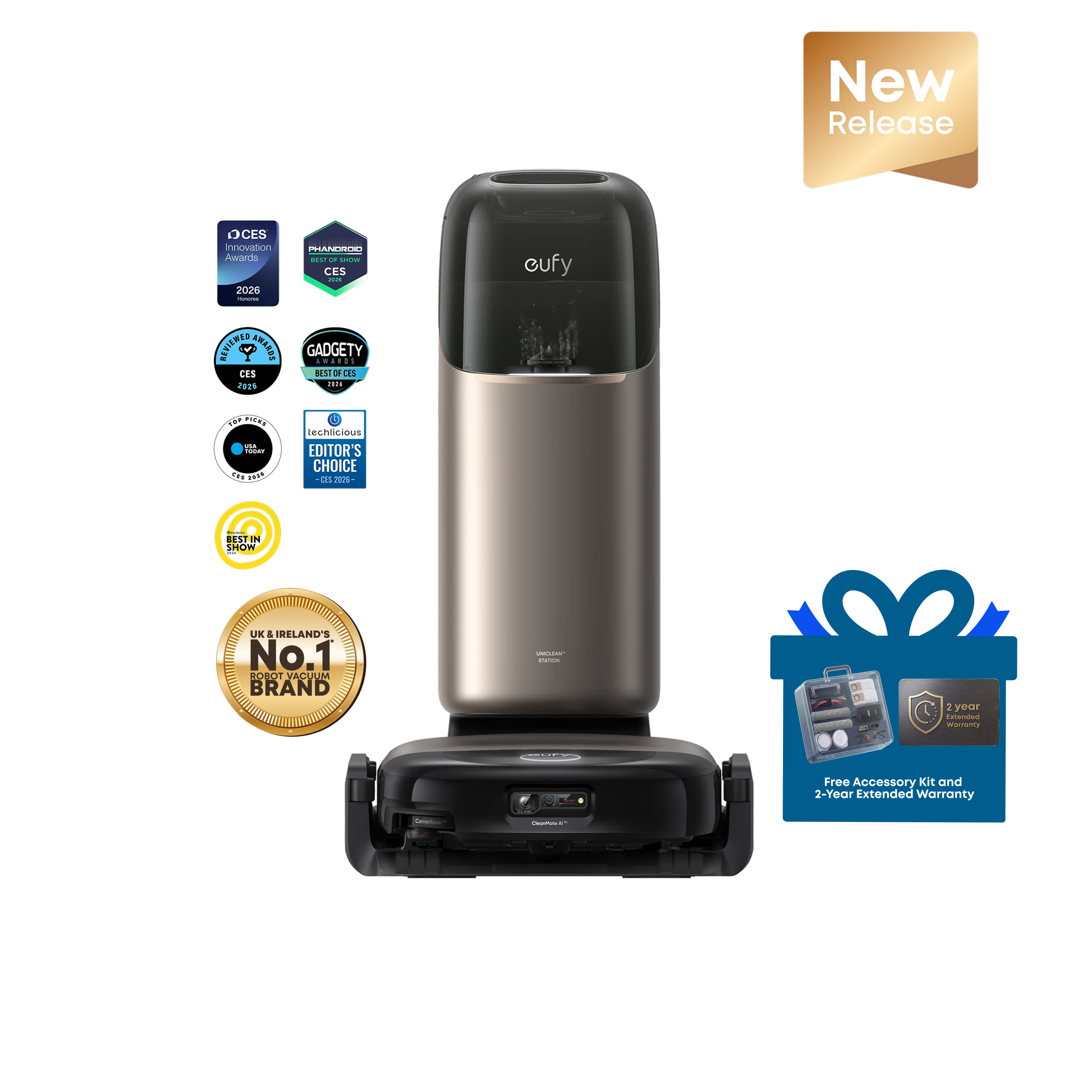 eufy Omni S2 Robot Vacuum & Mop | 30,000Pa, HydroJet 2.0 Self‑Cleaning, AI Navigation, All‑in‑One Station