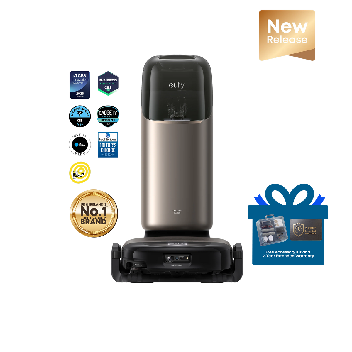 eufy Omni S2 Robot Vacuum & Mop | 30,000Pa, HydroJet 2.0 Self‑Cleaning, AI Navigation, All‑in‑One Station