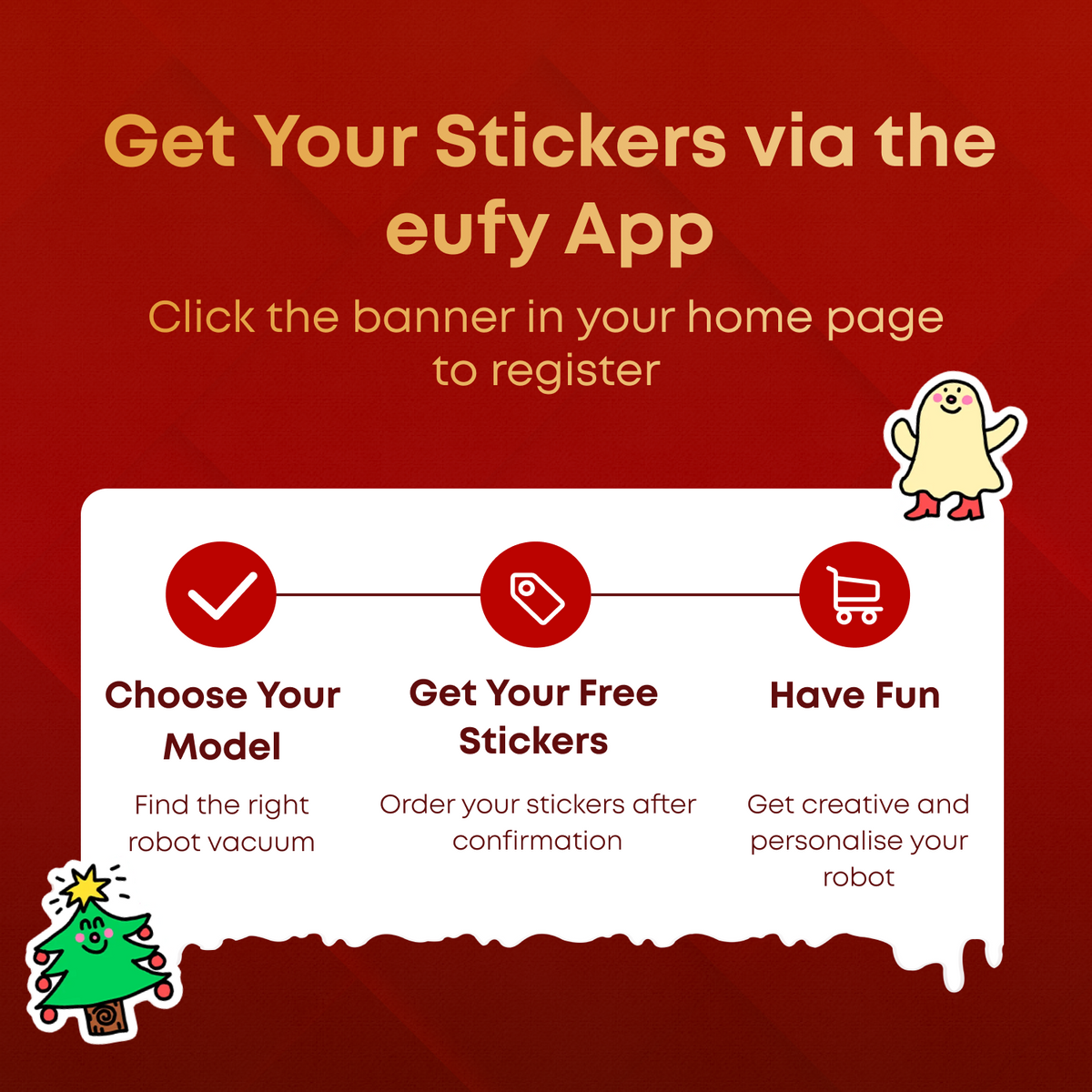 eufy Robot Vacuum Stickers, Removable Adhesive Sticker, Decorate Your Robot Vacuum, For Christmas Party, 5 Sheets