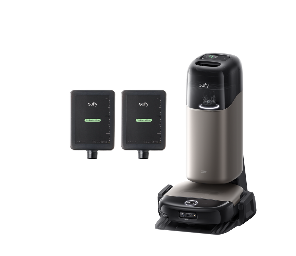 eufy Omni S2 Robot Vacuum and Mop with 2 bottles of eufy Floor Cleaning Solution