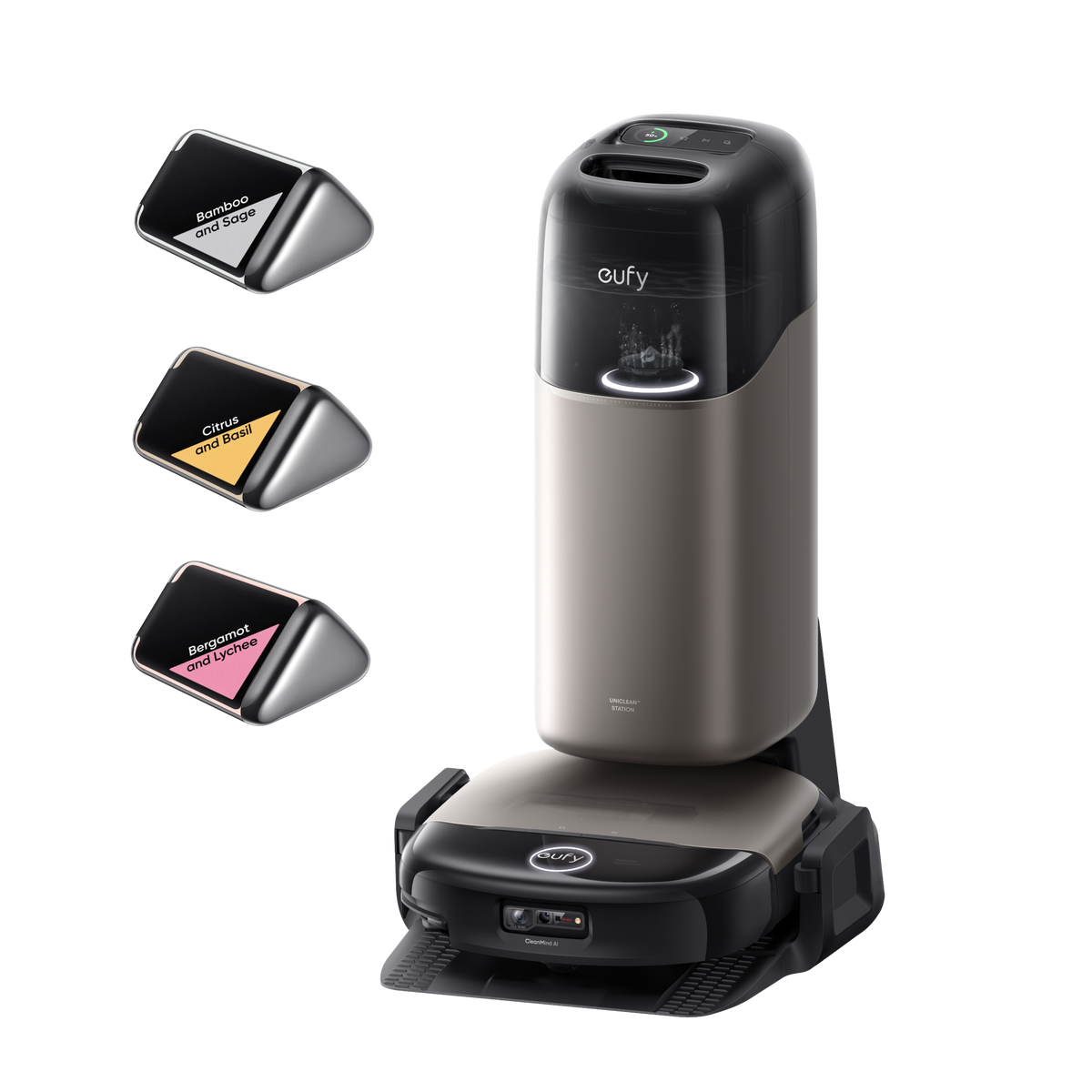 eufy Omni S2 Robot Vacuum & Mop with 3-Scent Fragrance Bundle, 30,000Pa, HydroJet 2.0 Self‑Cleaning Mopping, AI Navigation, All‑in‑One Station