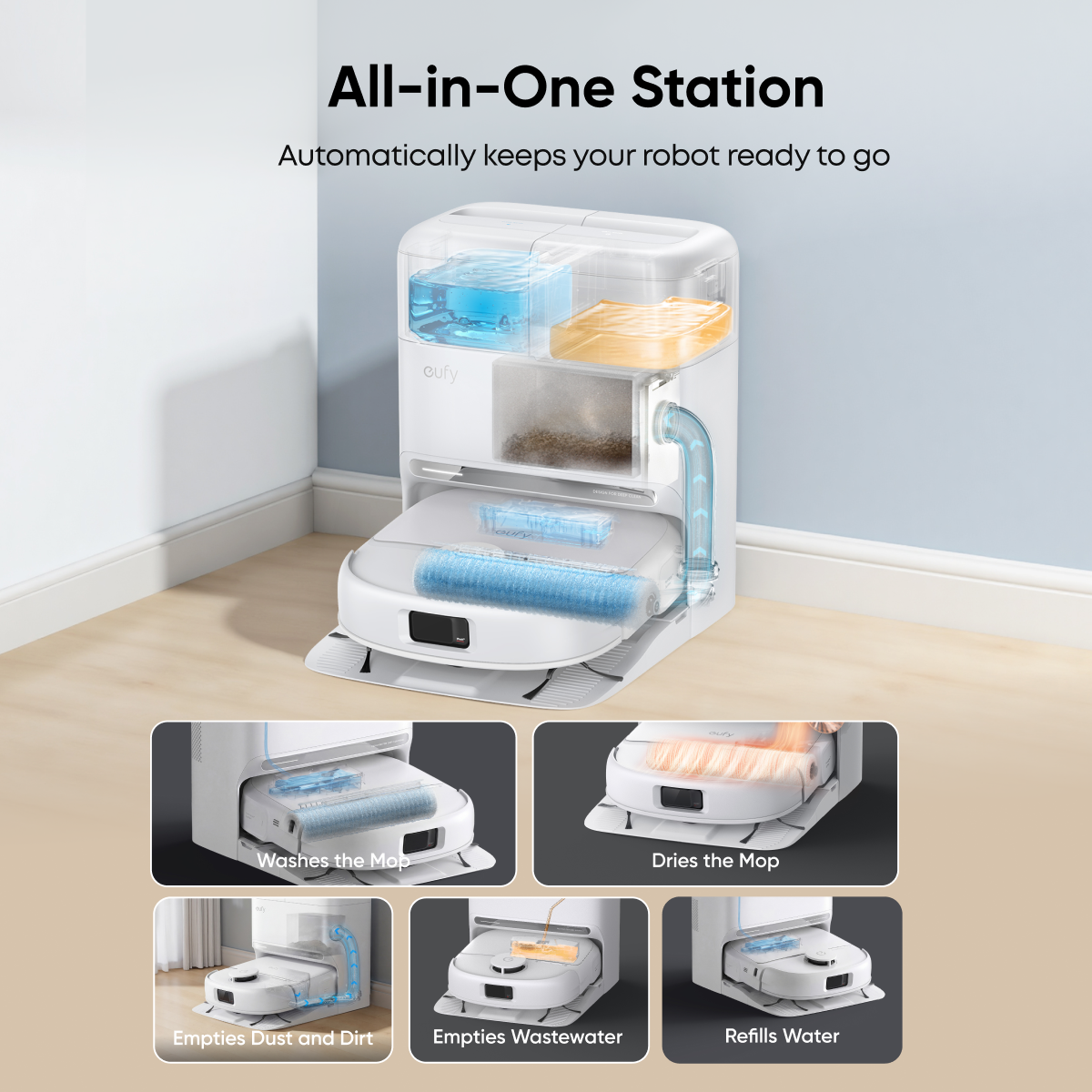 eufy Omni C28 Robot Vacuum & Mop with All-in-One Station (White)