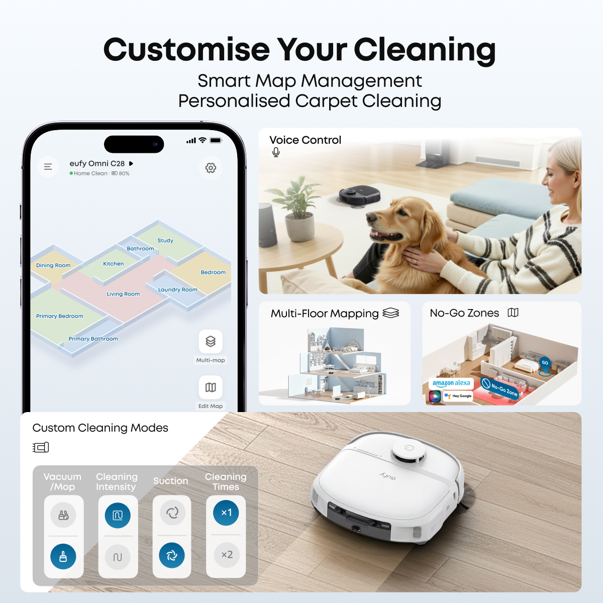 eufy Omni C28 Robot Vacuum & Mop with All-in-One Station (White)