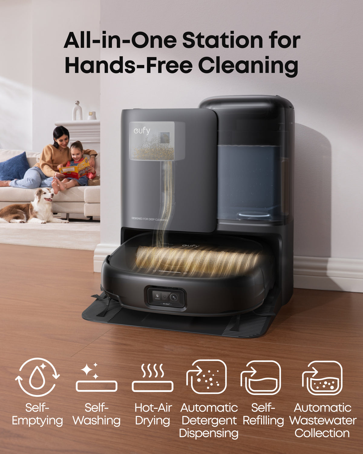 eufy Robot Vacuum Omni E25 with Complete Accessory Kit and cleaning solution