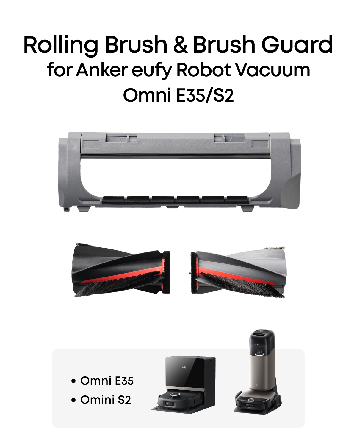 Anker eufy Official Roller Brush and Brush Guard for E35, S2, 1 Set