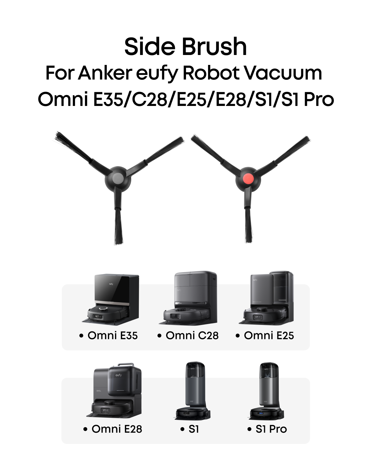 Anker eufy Side Brushes for E35, E25, E28, S1 Pro, S1, C28, 2 Pairs