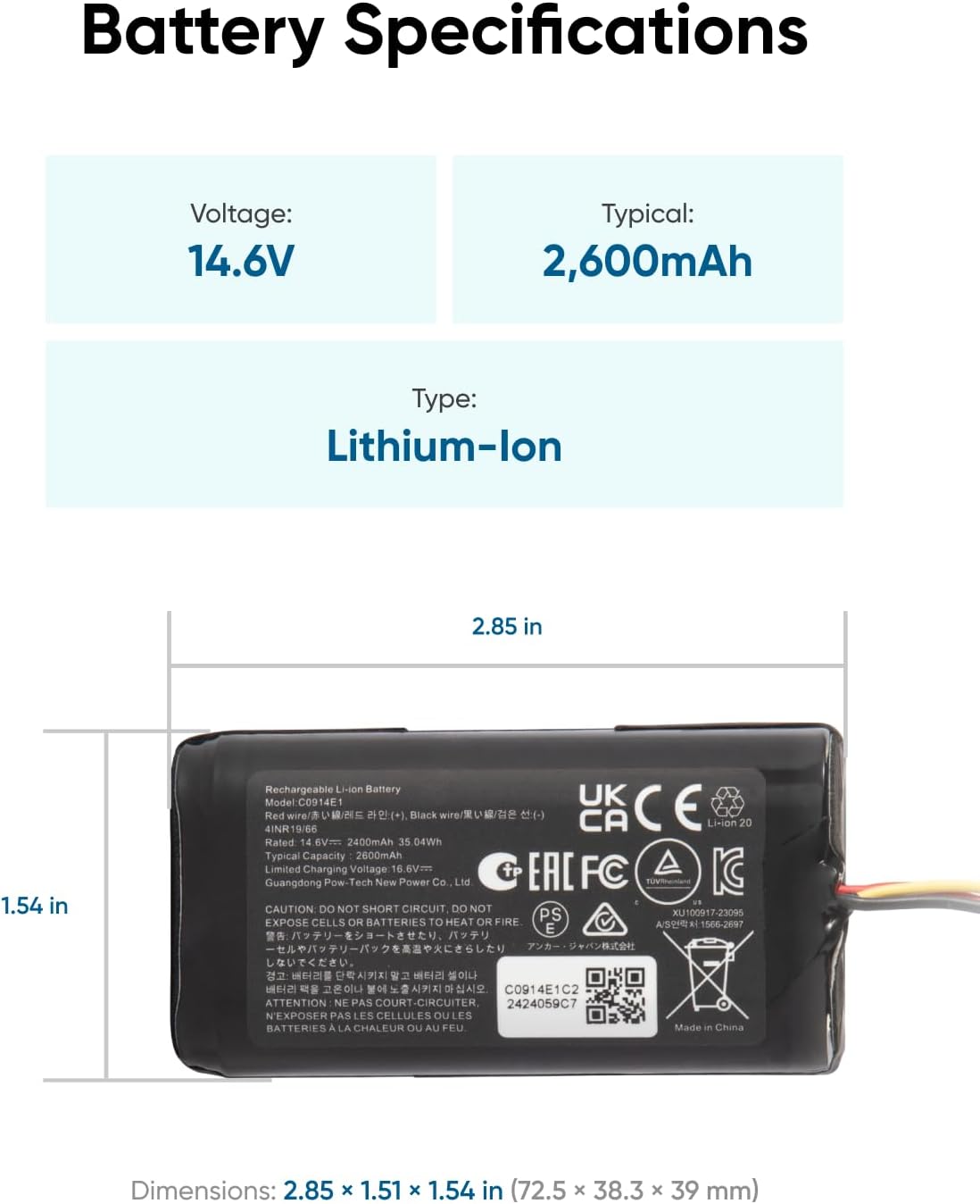 eufy RoboVac Replacement Battery Pack, Compatible with G40 series,G30 series,RoboVac 11, 11S, 11S Plus, 11S MAX, 12, 15C MAX, 15C,G10 Hybrid, G20, G35, G35+ Accessory