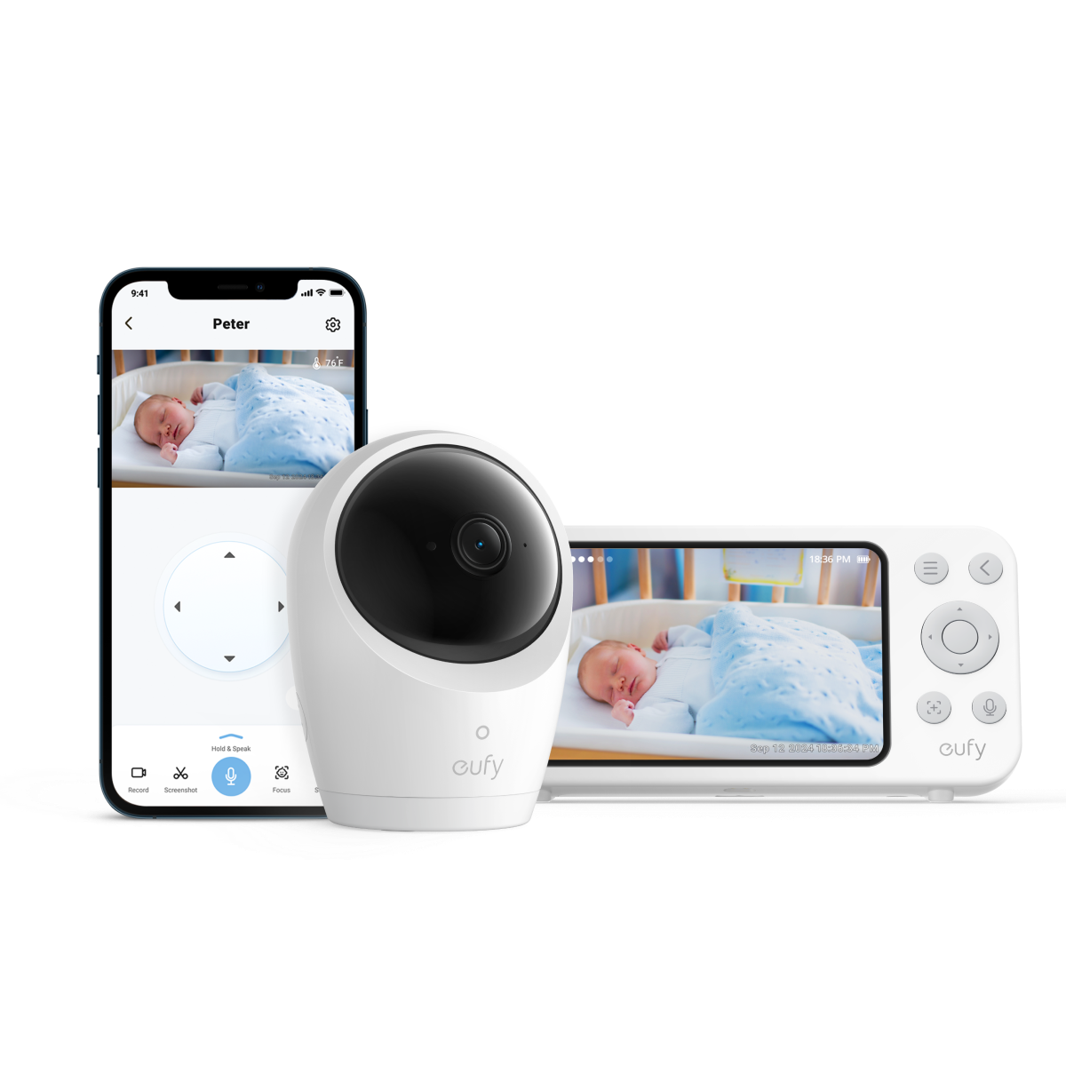 eufy E20 5" Smart Video Baby Monitor with 2K Pan-Tilt Camera