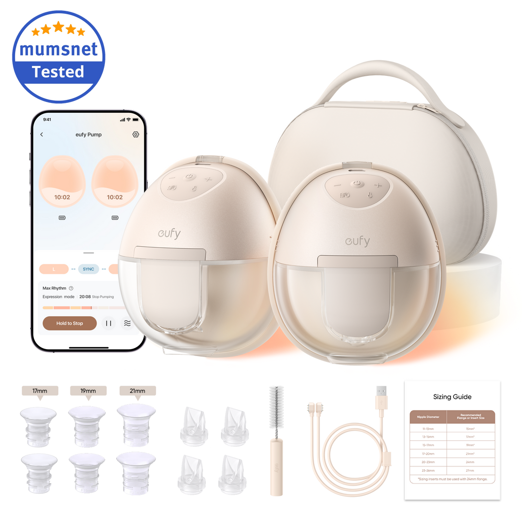 eufy S1 Pro Wearable Heated Electric Breast Pump with Charging Case