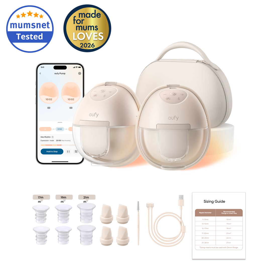 eufy S1 Pro Wearable Heated Electric Breast Pump with Charging Case