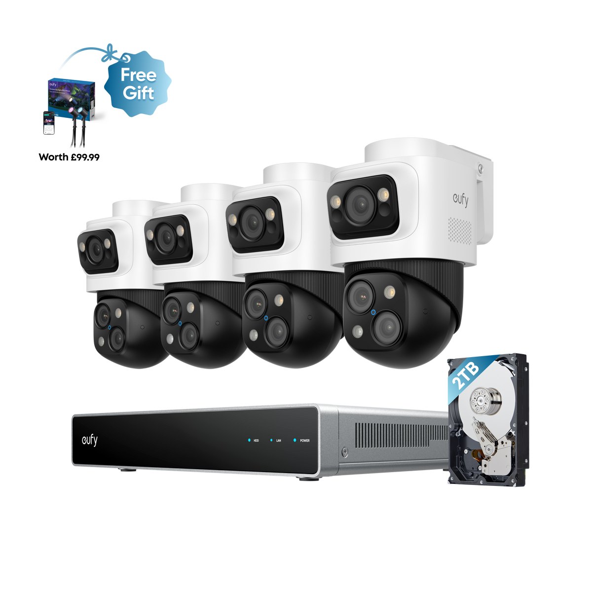 eufy NVR Security System S4 Max with Free Outdoor Spotlights E10 (2 Pack)
