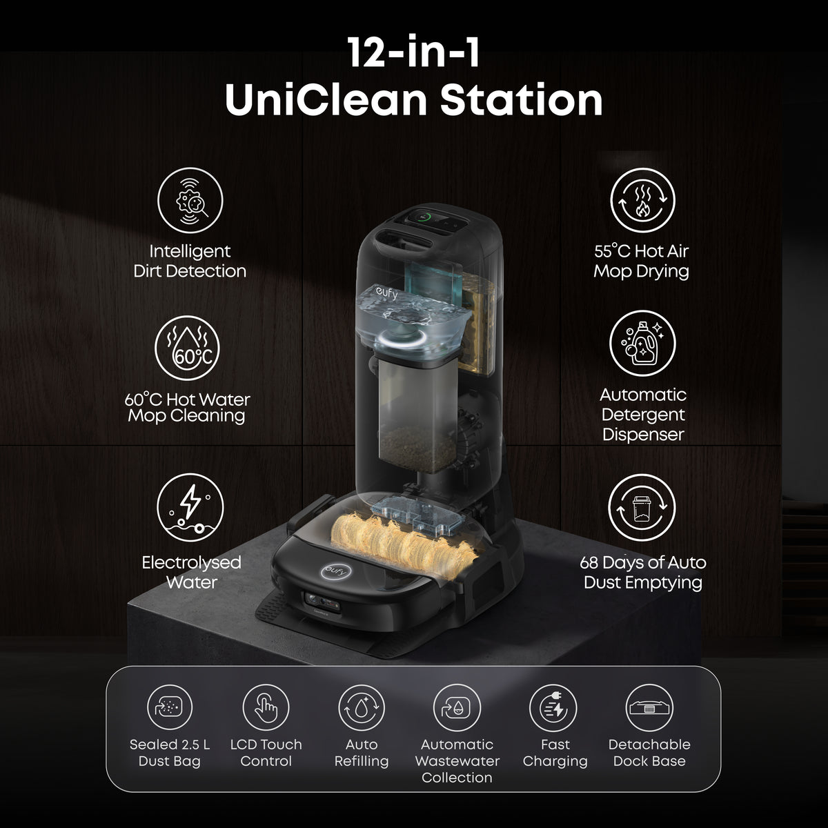 eufy Omni S2 Robot Vacuum & Mop | 30,000Pa, HydroJet 2.0 Self‑Cleaning, AI Navigation, All‑in‑One Station