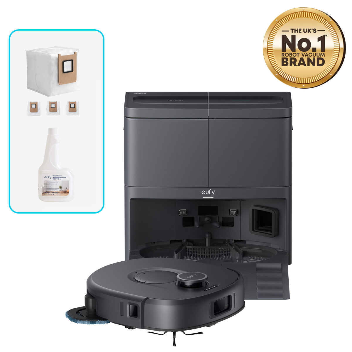 Anker eufy C30 Edge Robot Vacuum and Mop Combo with 3 Dust Bags and 1 Floor Cleaning Solution