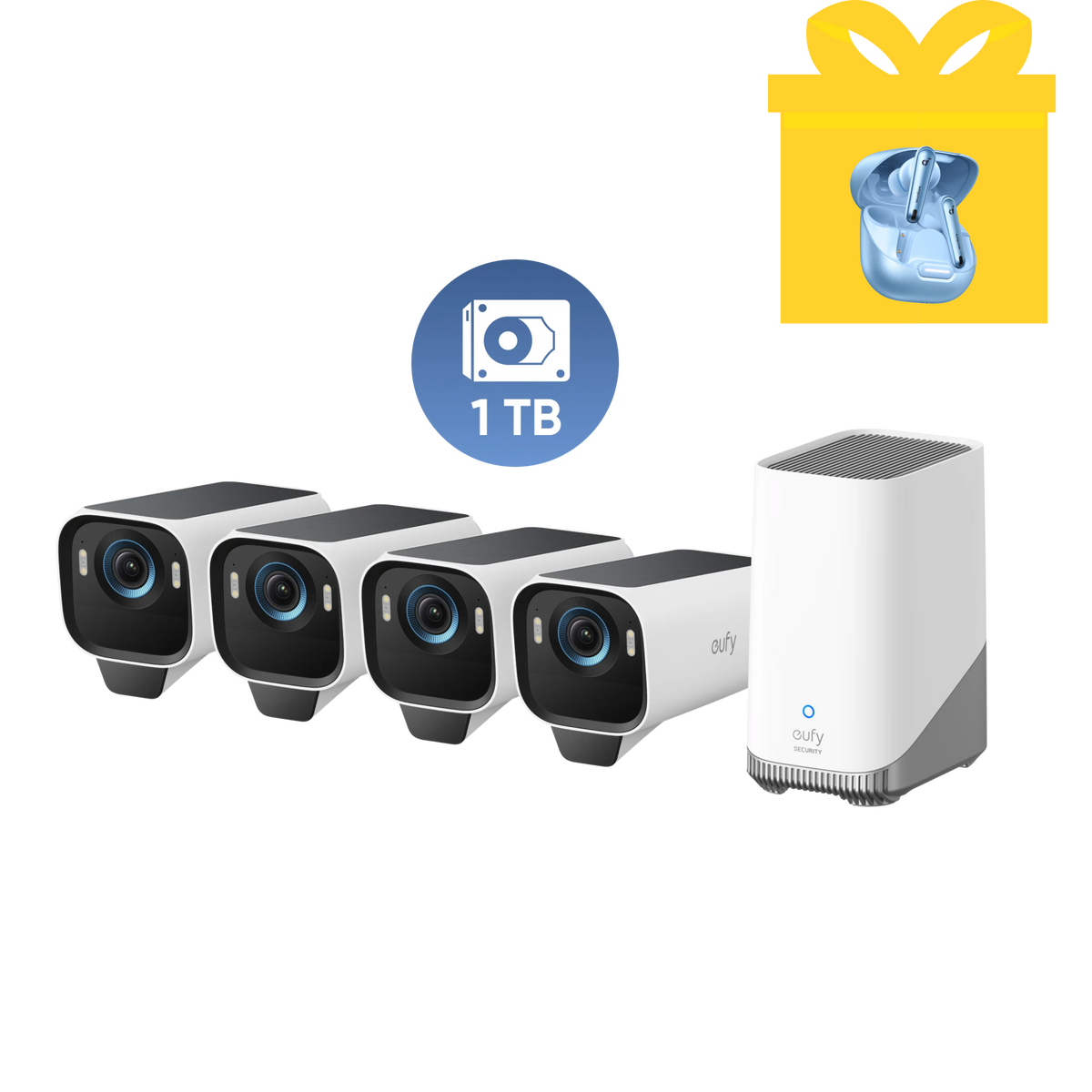 eufyCam S3 Pro 4-Cam Kit + 1 TB Hard Drive