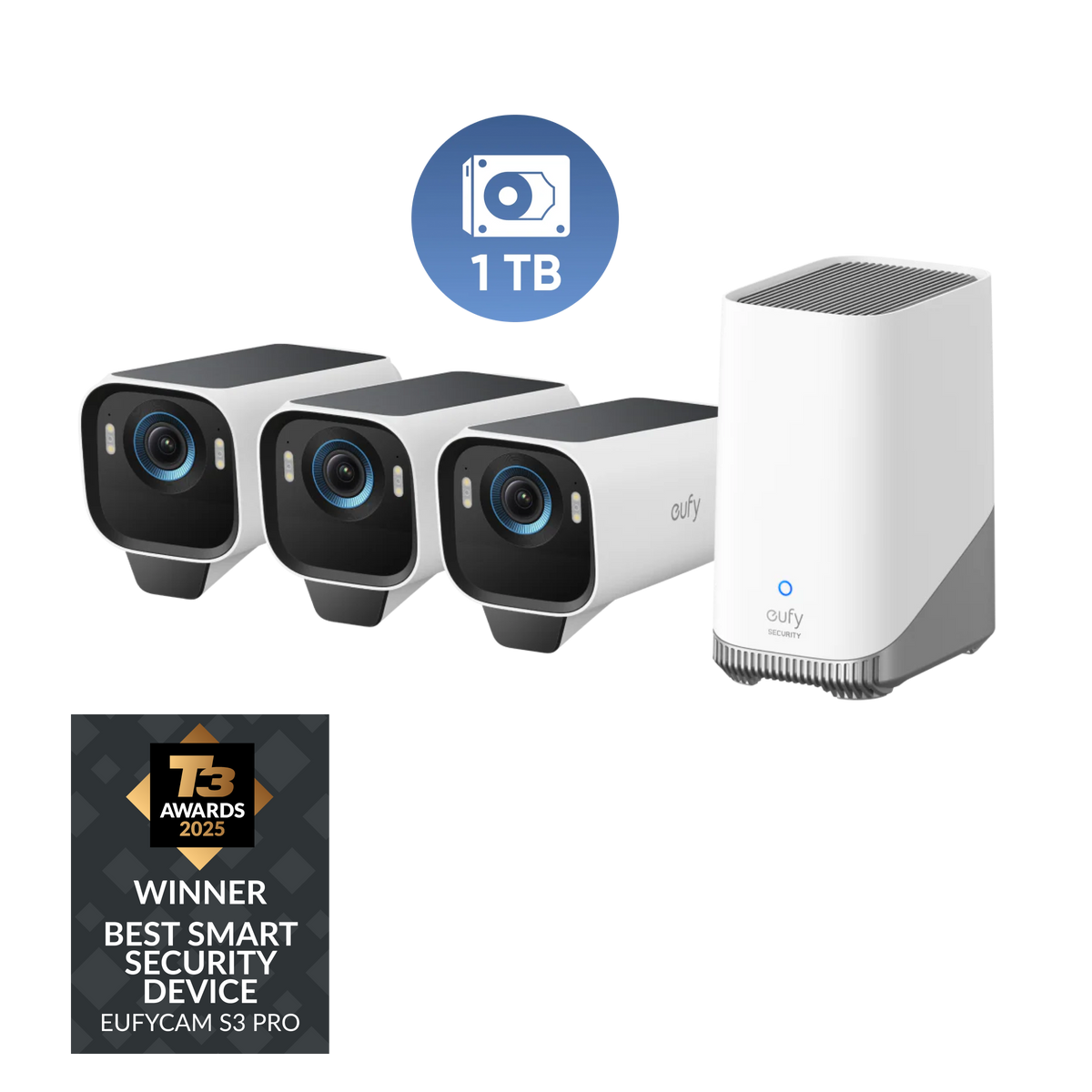 eufyCam S3 Pro 3-Cam Kit + 1 TB Hard Drive